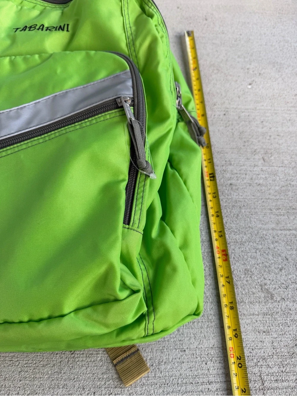 L.L.Bean Backpack Lime Green Reflective School Travel Daypack Tabarini 19”